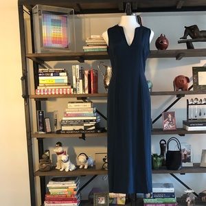 Vintage Pilar Rossi couture Navy Silk Gown